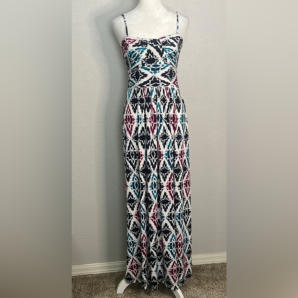 Ann Taylor Factory Ikat Print Maxi Dress Size XS